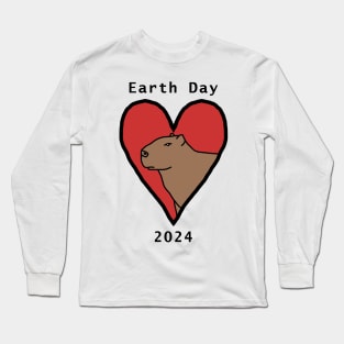 Earth Day 2024 Capybara Heart Long Sleeve T-Shirt